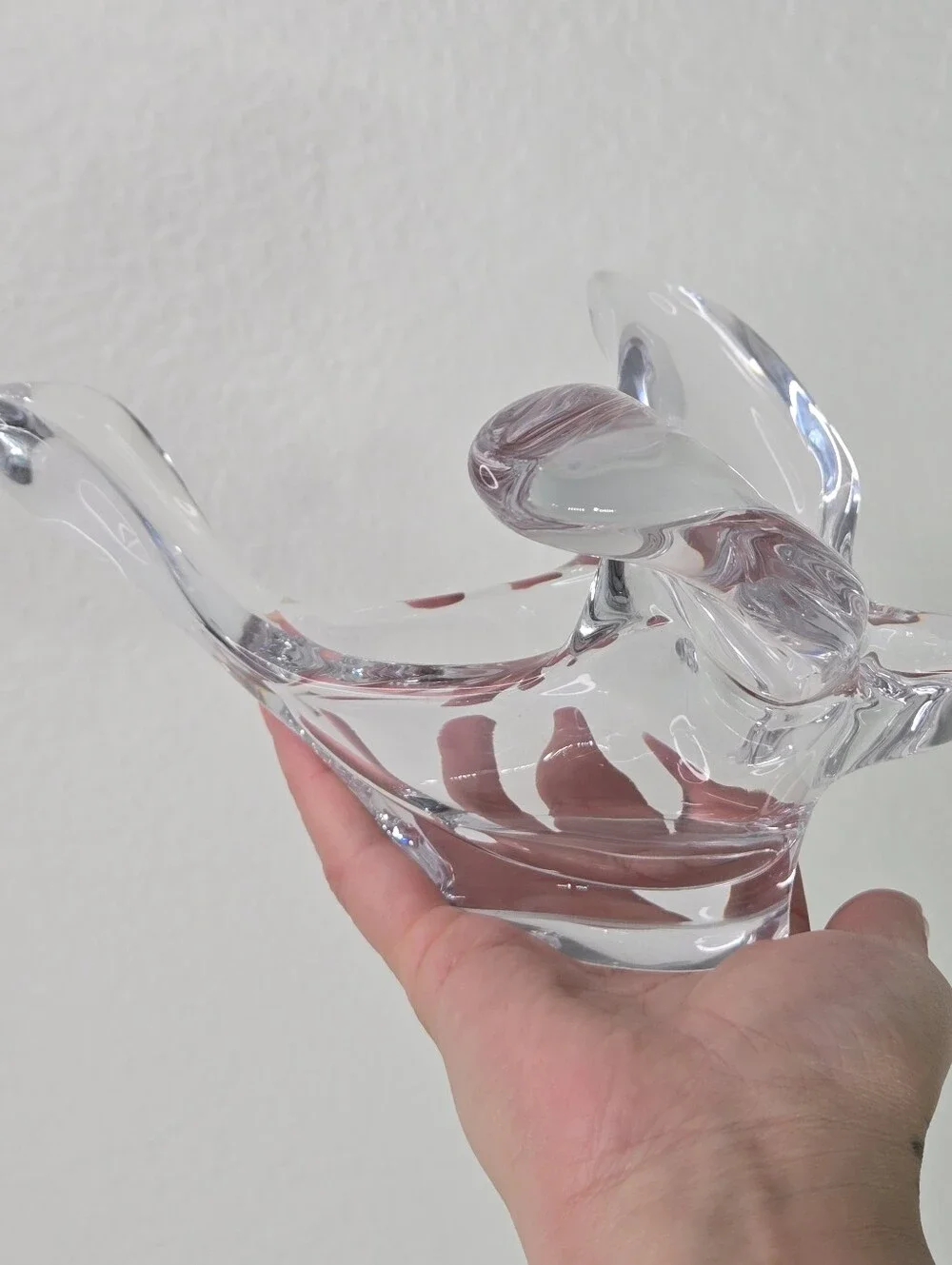 Princess House Lead Crystal Flying Bird Dove‎ Candy Trinket Dish Soaring VTG art